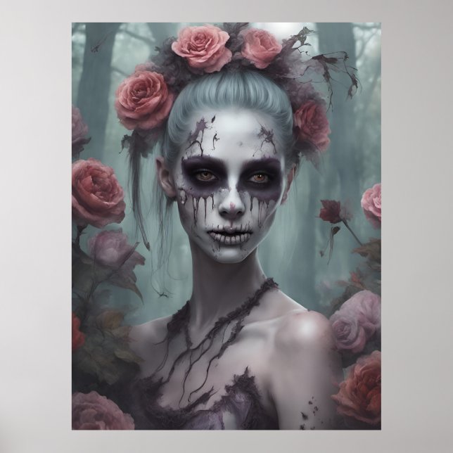 Poster Zombie Girl nos Rosas (Frente)