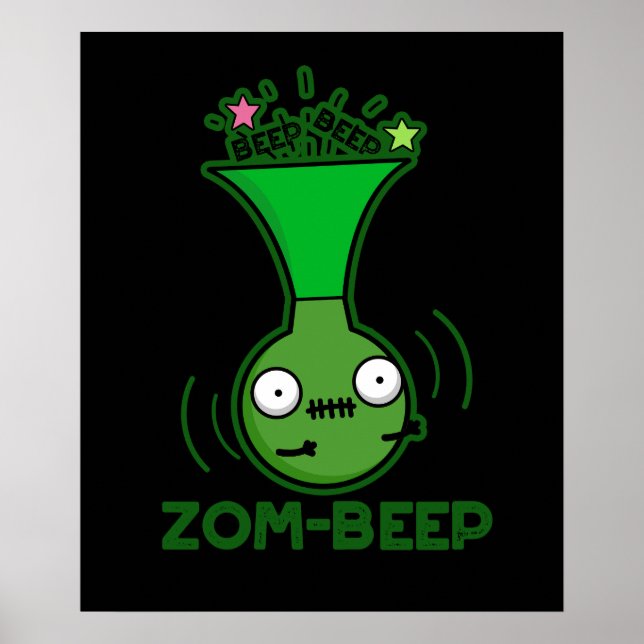 Poster Zombie Honker Pun Dark BG, Zombie zombie Engraçado (Frente)