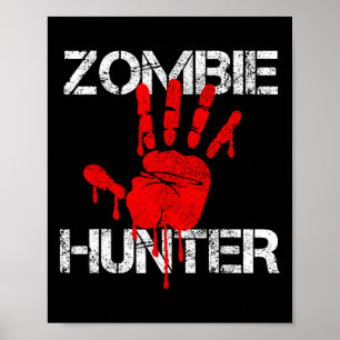 Poster Zombie Hunter Halloween caçando roupas de mão de s