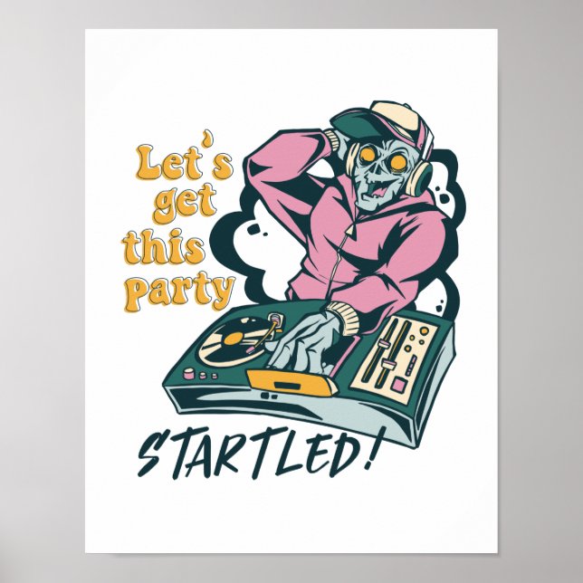 Poster Zombie Music DJ Retro Halloween Party (Frente)