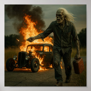 Poster Zombie Rodder Trabalho de arte