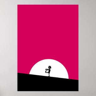 Poster Zombie Silhouette com Lua Cheia