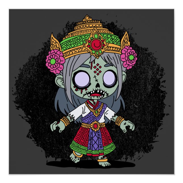Pôster Zombie Tailandês Cute (Frente)