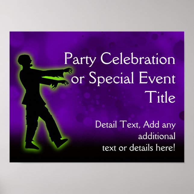 Pôster Zombie verde em roxo (Frente)