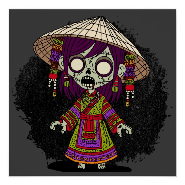 Pôster Zombie vietnamita bonita (Frente)