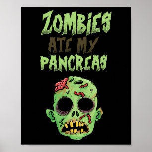 Poster Zombies Ate My Pancreias T1D Tipo 1 Mulheres Diabe