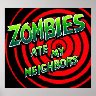 Poster Zombies Comeu Arte Pixel Aos Meus Vizinhos