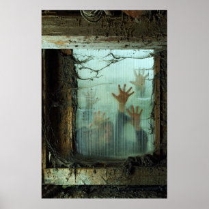 Poster zombis fora de uma janela