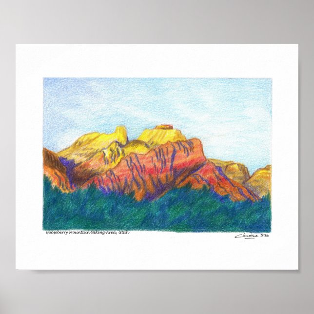 Poster Zona de Biqueio da Montanha de Gooseberry Utah (Frente)