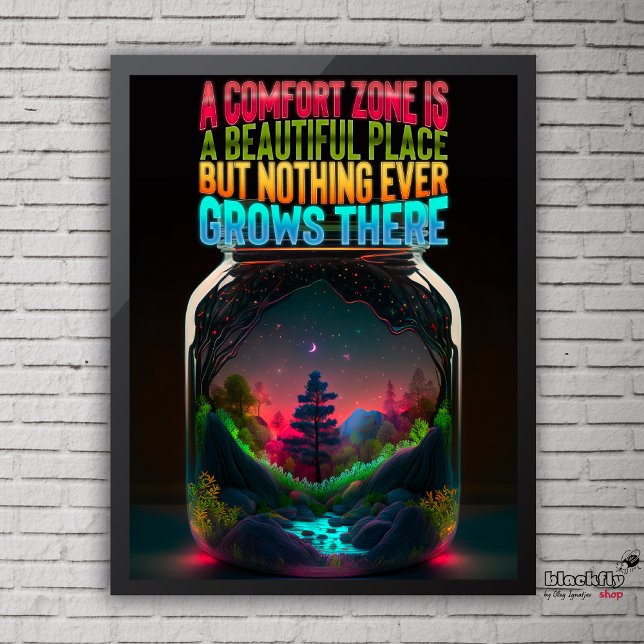 Poster Zona de conforto é um lugar bonito | motivação (Criador carregado)