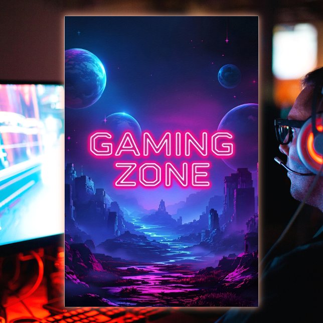 Poster Zona de Jogos Cores Neon Vibrantes (Criador carregado)
