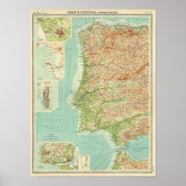 Pôster Zona oeste da espanha e Portugal (Frente)