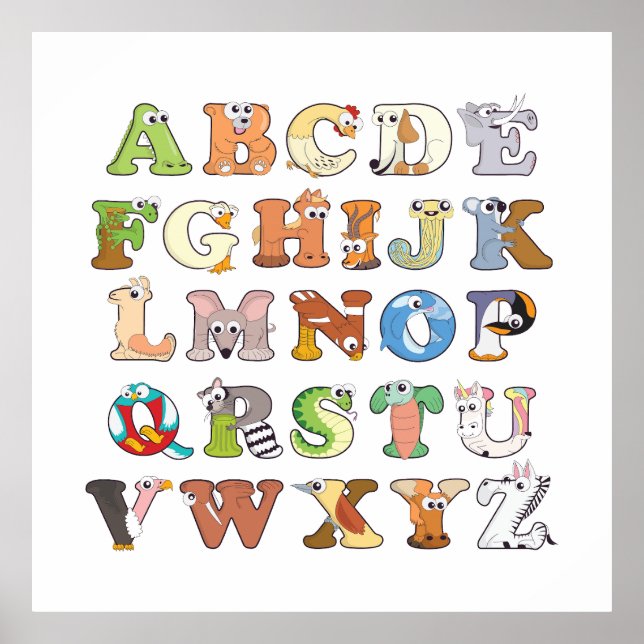 Poster Zoo Animal Alphabet Letters ABCs Learning (Frente)