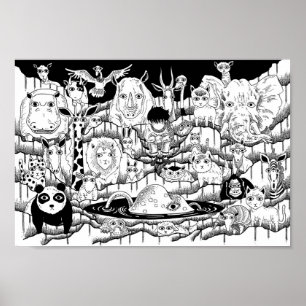 Poster Zoológico no meio da noite.