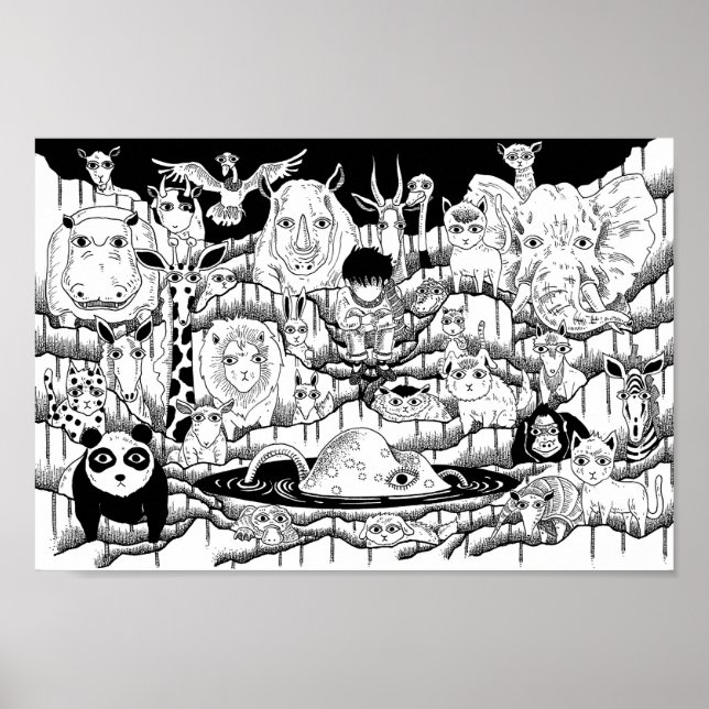 Poster Zoológico no meio da noite. (Frente)