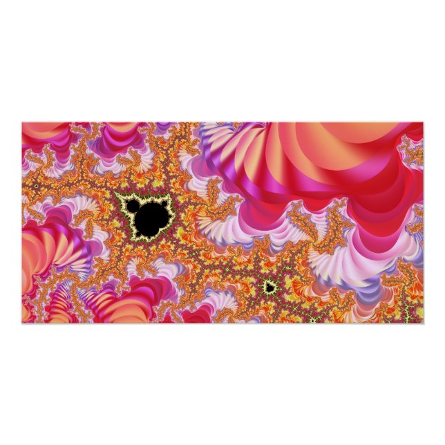 Pôster Zoom de Fractal Rosa Bege (Frente)