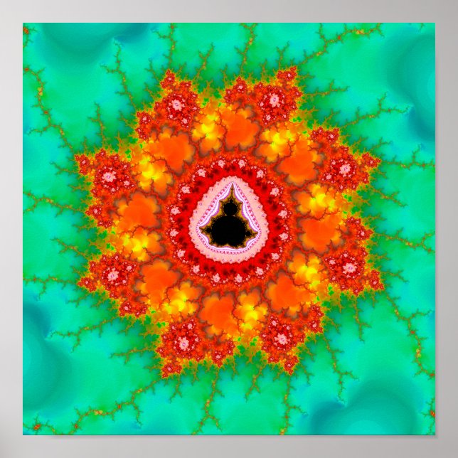 Poster Zoom do Conjunto de Mandelbrot Laranja (Frente)