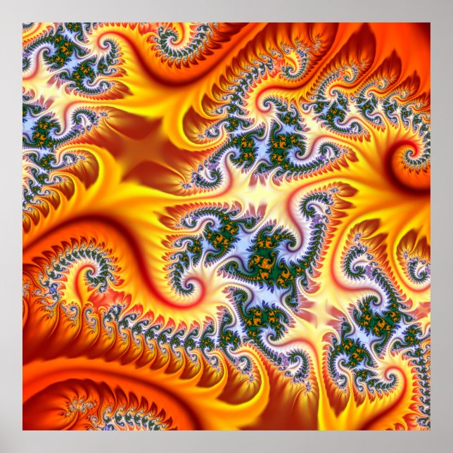 Poster Zoom Fractal Laranja e Amarelo (Frente)