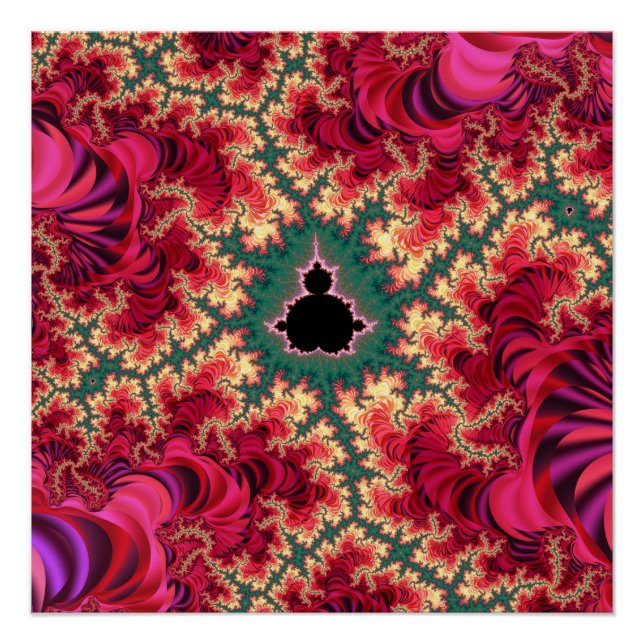 Pôster Zoom no Conjunto de Mandelbrot Fractal Rosa e Verd (Frente)