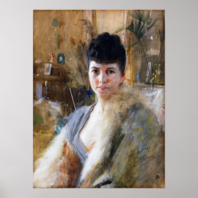 Poster Zorn - Lady With fur Cape 1887 (Frente)