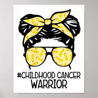 Poster Zqxj Messy Bun Yellow Ribbon Childhood Cancer Warr