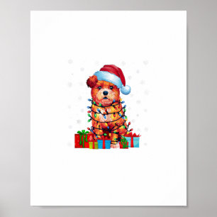 Poster Zuchon Dog Ugly Xmas Lights Santa Hat Zuchon Dog C