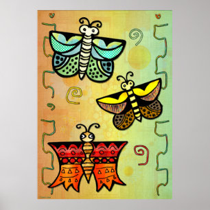 Poster Zuni Butterfly Folk Art