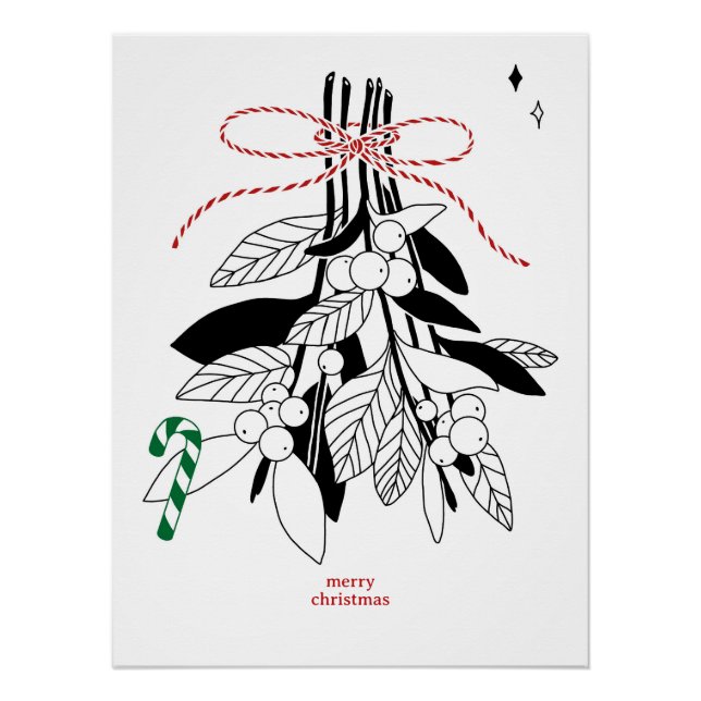 Pôster Zweige mit Schneebeeren, Glänzende Poster (Frente)