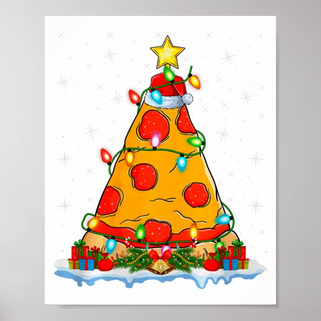 Poster Zza Christmas Tree Lights Santa Hat Fast Food Zza  (Frente)