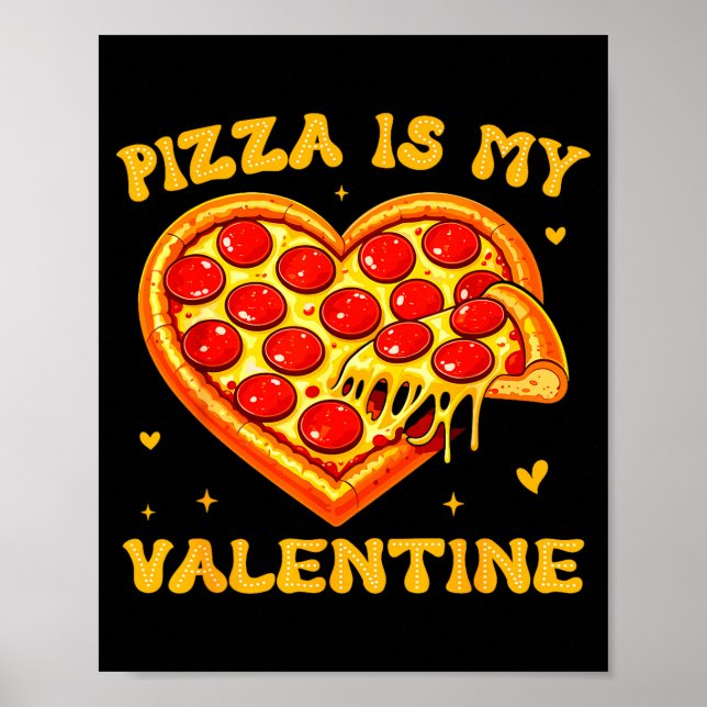 Poster Zza Is My Valentine Funny Valentines Day Heart  (Frente)