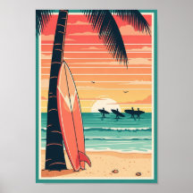 Pôsteres Antigos Praia Impressão Surf