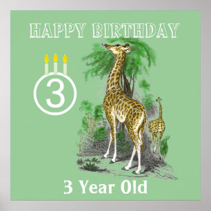 Pôsteres de Aniversário Safari Girafa Ultra Fofa