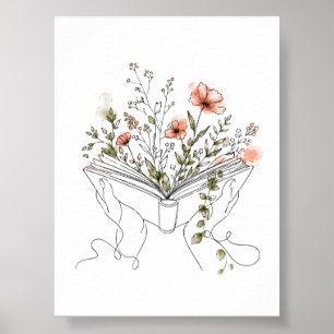 Pôsteres de Arte de Linha Botânica do Livro Blooms