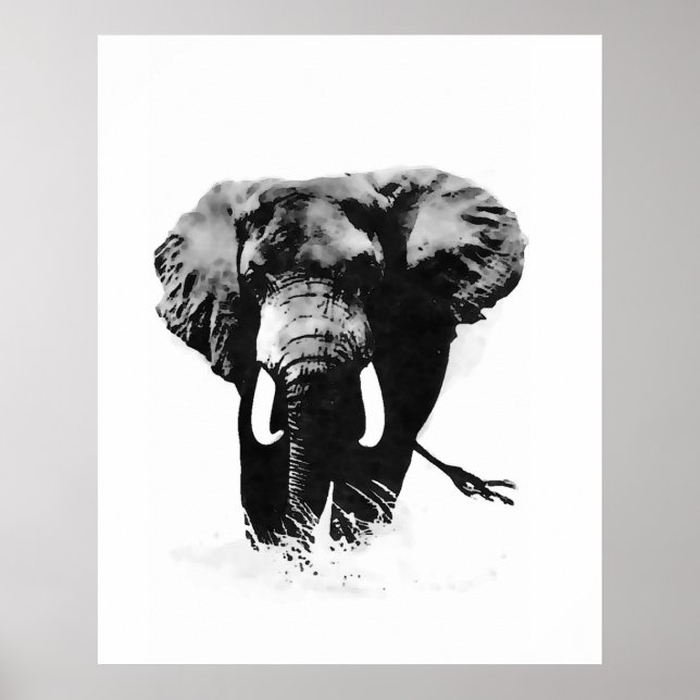 Pôsteres de Elefantes em Preto e Branco (Frente)