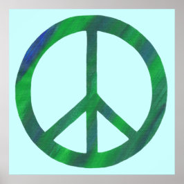 Pôsteres de Sinal de Paz Azul e Verde Misturados