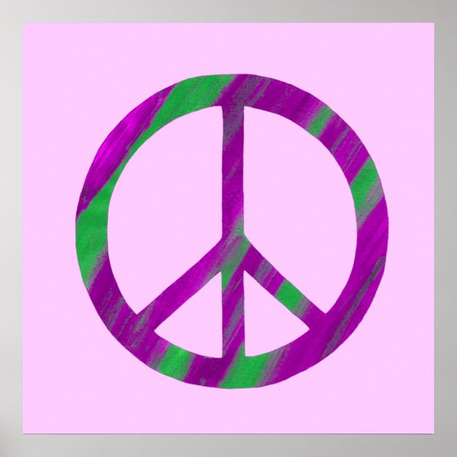 Pôsteres de Sinal de Paz Roxo e Verde Misturados (Frente)
