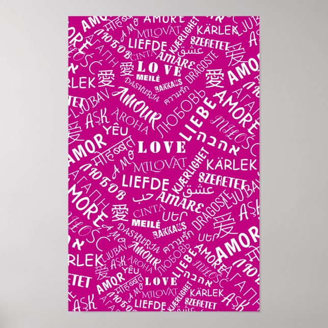 Pôsteres de Texto de Amor - Cor Personalizada (Frente)