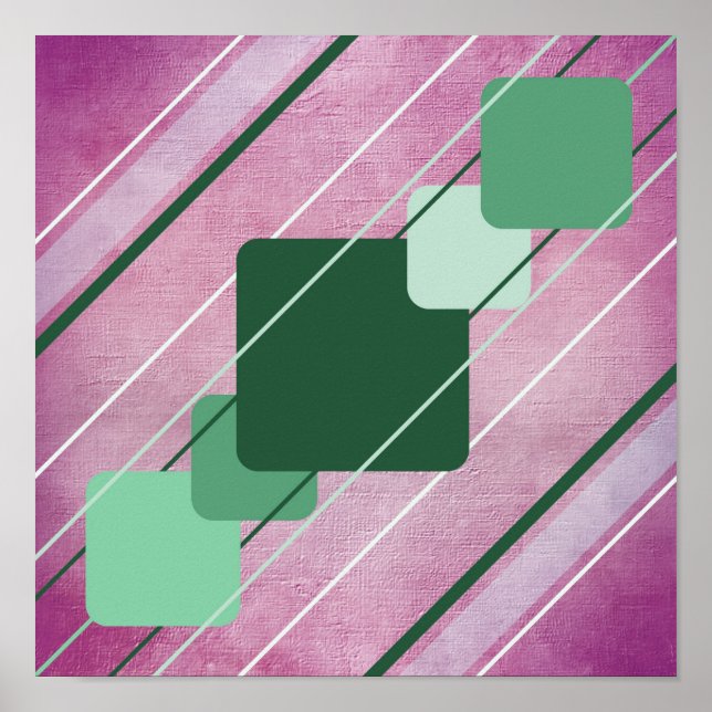 Pôsteres Fuchsia Canvas Verde Geométrico AP0010 (Frente)