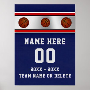 Pôsteres Personalizados de Basquete Azul para Noit
