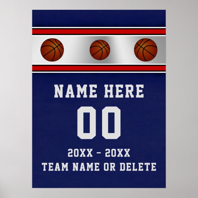 Pôsteres Personalizados de Basquete Azul para Noit (Frente)