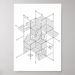 Pôsteres Preto e Branco Padrão Geométrico