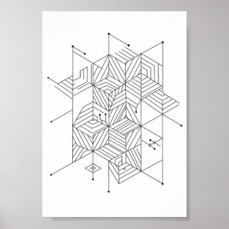 Pôsteres Preto e Branco Padrão Geométrico