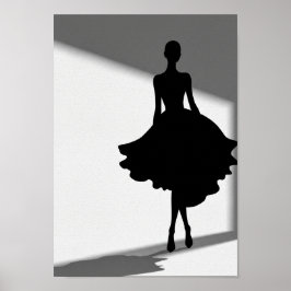 Pôsteres Silhueta de Moda Preto e Branco