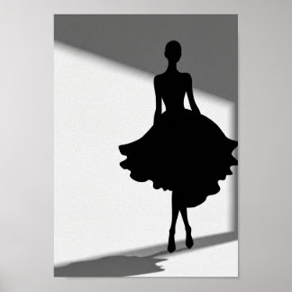 Pôsteres Silhueta de Moda Preto e Branco