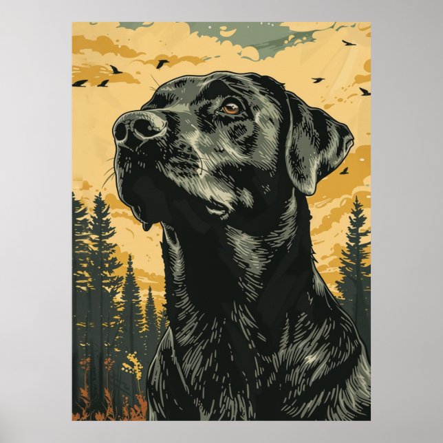 Pôsteres Vintage do Labrador Retriever Preto (Frente)