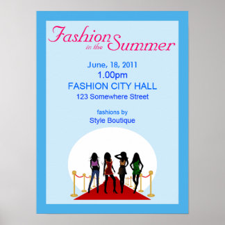 Posters Azuis Personalizados do Show de Moda de Ve