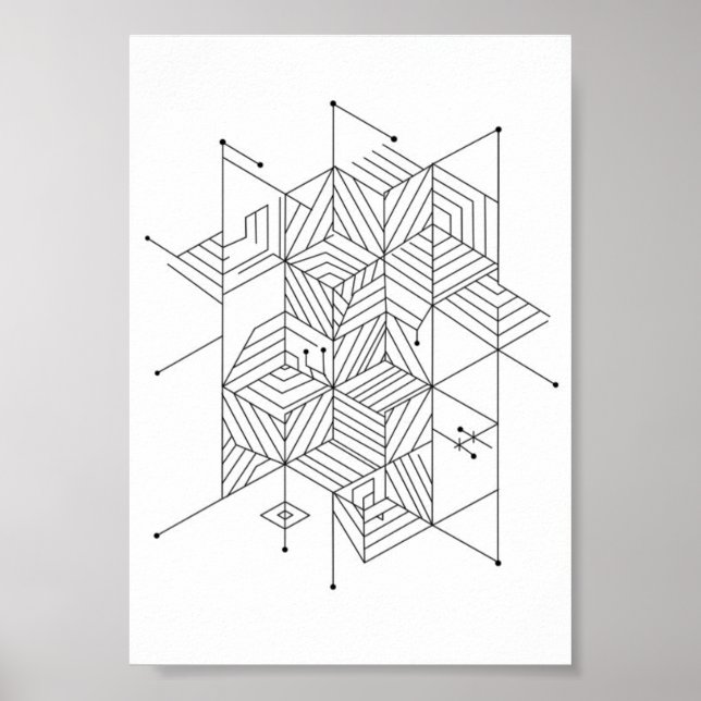 Posters Black and White Geometric Pattern (Frente)