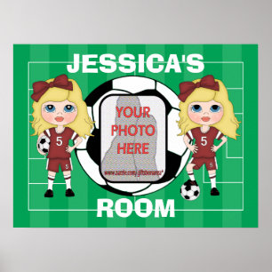Posters customizáveis da sala da menina do futebo