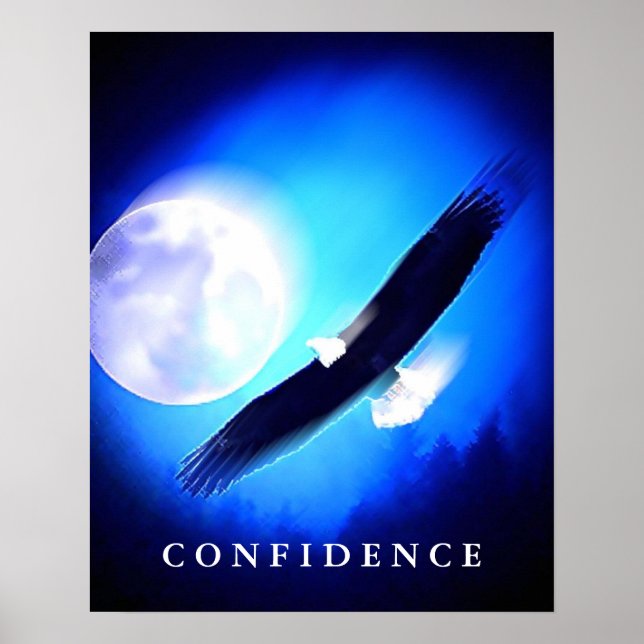 Posters de Arte Noturna Azul com Confiança na Águi (Frente)