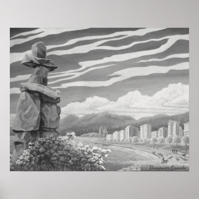 Posters de Arte Vancouver Impressões Inukshuk (Frente)